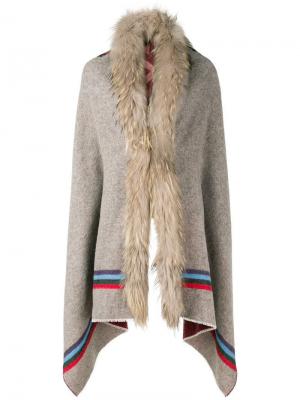 Однобортное пальто с воротником мехом Bazar Deluxe. Цвет: нейтральные цвета