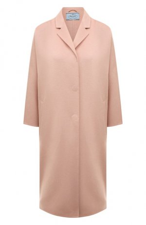 Шерстяное пальто Prada. Цвет: розовый