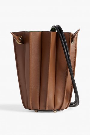 Кожаная сумка-ведро Plissé Mini XS , коричневый Sara Battaglia