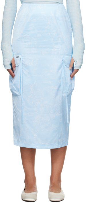 Синяя юбка-миди карго с рисунком Kijun