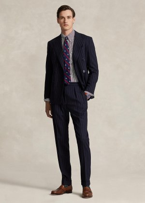 Шерстяной костюм-поло в тонкую полоску Ralph Lauren