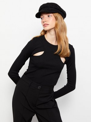 Простая женская футболка с круглым вырезом и длинными рукавами XSIDE, новый черный Xside