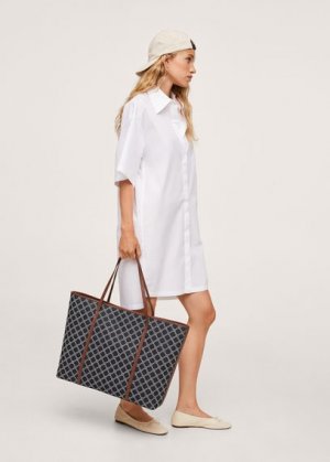 Большая сумка шоппер с вышитыми цепочками - Joana Mango. Цвет: синий
