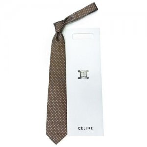 Серовато-коричневый галстук в меланжевые сиреневые ромбики Celine 823344. Цвет: коричневый