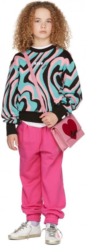 Детский сине-розовый свитер с завитками MSGM Kids