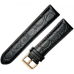 Ремешок 2205-02-1-1 М Pandora Черный кожаный ремень для наручных часов из натуральной кожи 22 мм матовый аллигатор Ardi. Цвет: черный