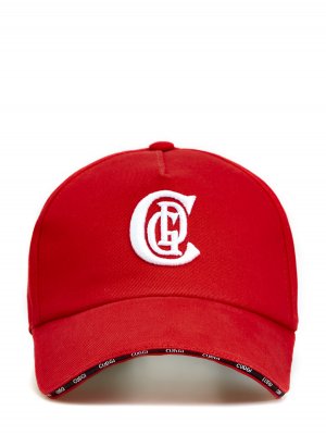 Бейсболка из хлопкового габардина с контрастной вышивкой CUDGI. Цвет: красный