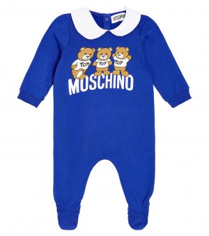 Комбинезон из хлопкового джерси с плюшевым мишкой для малыша , синий Moschino Kids