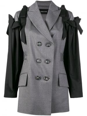 Двубортный пиджак с бантами Simone Rocha. Цвет: серый