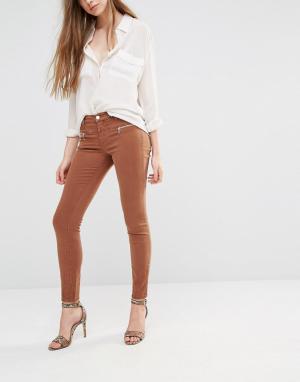 Зауженные брюки с молниями Miranda J Brand. Цвет: коричневый