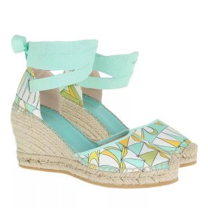 Эспадрильи wedges techno twill acqua/giallo , зеленый Emilio Pucci