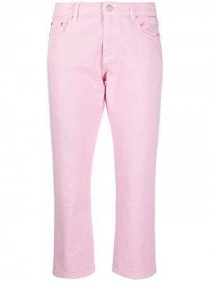Прямые джинсы средней посадки с логотипом MSGM. Цвет: розовый