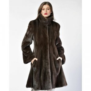 Пальто , норка, силуэт прилегающий, размер 40, серый Manakas Frankfurt. Цвет: серый