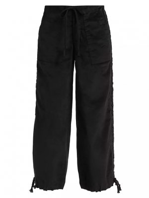 Бархатные широкие брюки-смокинг, черный Greg Lauren