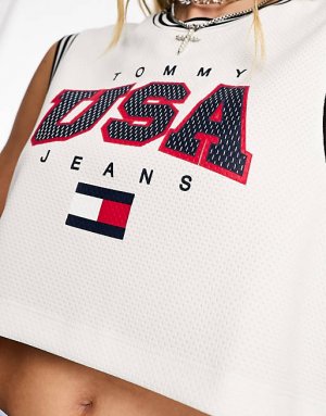 Белая укороченная баскетбольная майка USA Tommy Jeans