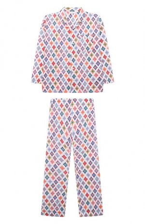 Хлопковая пижама Derek Rose. Цвет: разноцветный