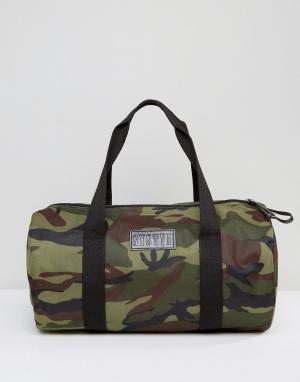Парусиновая сумка дафл с камуфляжным принтом Systvm. Цвет: зеленый