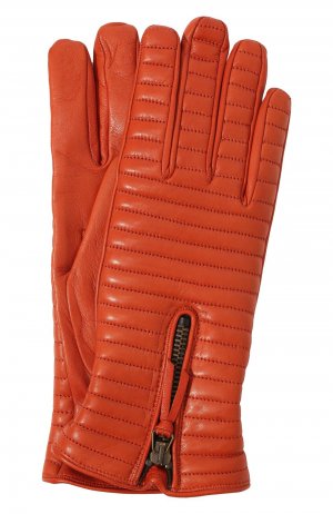 Кожаные перчатки Kiton. Цвет: оранжевый