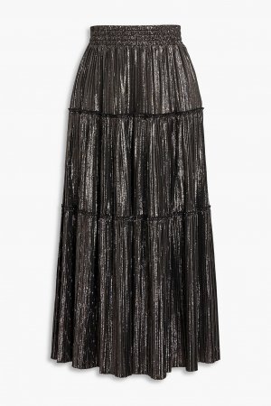 Ярусная юбка миди из плиссированной ткани с эффектом металлик , черный A.L.C.