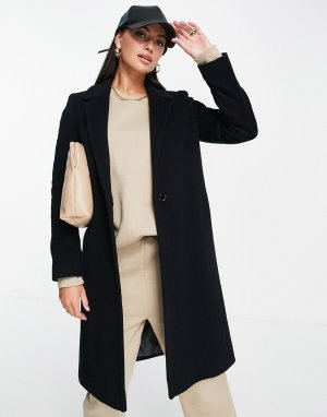 Серое пальто узкого кроя в университетском стиле из смесовой шерсти -Черный цвет Helene Berman