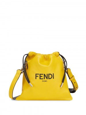Сумка на плечо с кулиской и логотипом Fendi. Цвет: желтый