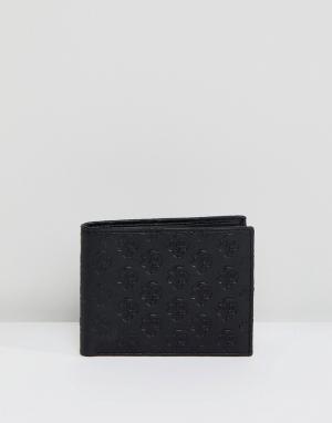 Кожаный бумажник с тисненым логотипом Noose & Monkey. Цвет: черный