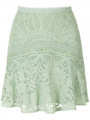 Кружевная короткая юбка Rosália Martha Medeiros. Цвет: зеленый