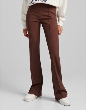 Расклешенные брюки шоколадного цвета -Коричневый цвет Bershka
