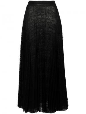 Кружевная юбка макси с плиссировкой Dondup. Цвет: черный