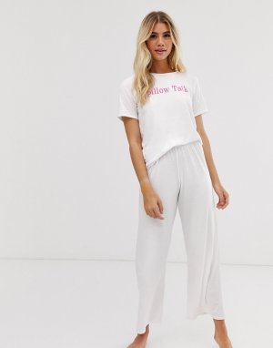 Пижамный комплект с брюками и футболкой принтом pillow talk -Белый Adolescent Clothing