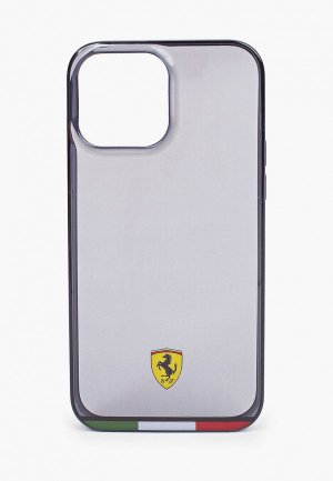 Чехол для iPhone Ferrari 13 Pro Max, PC/TPU Italia stripe Hard Transparent/Black. Цвет: серый