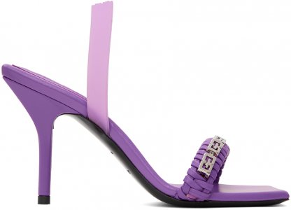 Пурпурные плетеные босоножки на каблуке с буквой G Givenchy