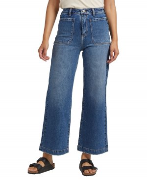 Женские джинсы с широкими штанинами и высокой посадкой в ​​винтажном стиле накладными карманами Silver Jeans Co.