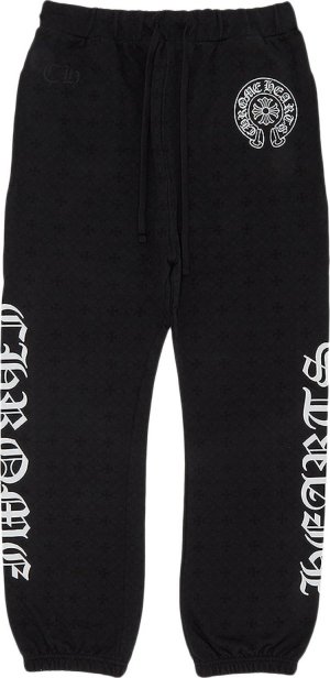 Спортивные брюки All Over Monogram Horseshoe Logo Sweatpants 'Black', черный Chrome Hearts