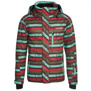 Горнолыжная куртка для девочек, карманы, светоотражающие элементы, съемный капюшон, водонепроницаемая, размер 116, мультиколор Maier Sports. Цвет: красный/коричневый/зеленый