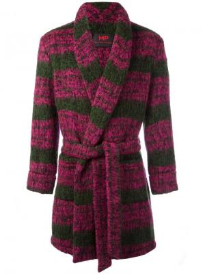 Пальто в полоску с поясом Mp Massimo Piombo. Цвет: розовый и фиолетовый