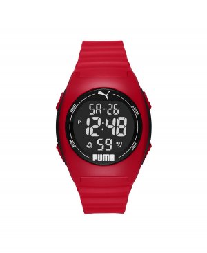 Мужские цифровые часы с красным полиуретановым ремешком, 44 мм Puma