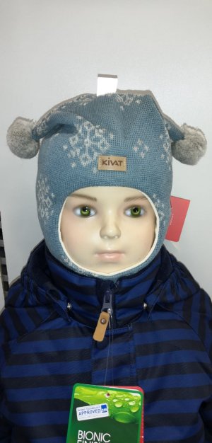 Балаклава детская с узором снежинки, бирюзовый Kivat