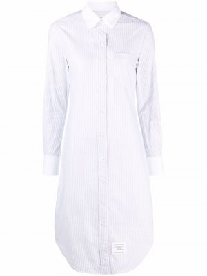 Полосатое платье-рубашка с длинными рукавами Thom Browne. Цвет: серый