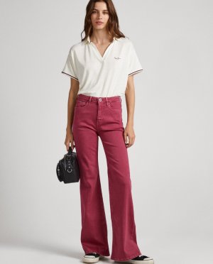 Женские расклешенные брюки с завышенной талией и пятью карманами , красный Pepe Jeans. Цвет: красный