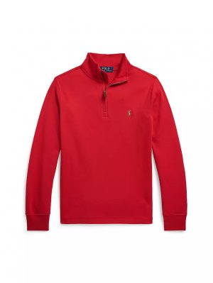 Хлопковый пуловер интерлок с молнией в четверть для маленьких мальчиков , красный Polo Ralph Lauren