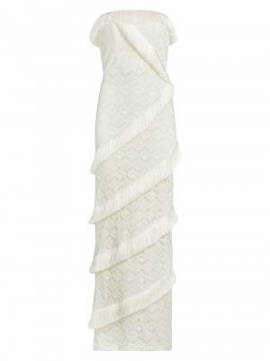 Вязаное крючком макси-платье без бретелек , слоновая кость PatBO