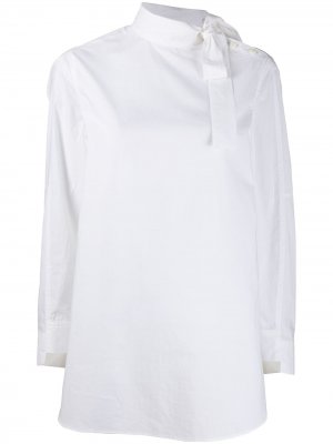Блузка с завязками на воротнике Maison Flaneur. Цвет: белый
