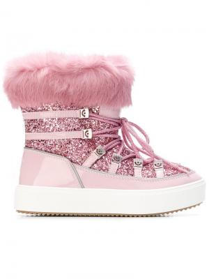Зимние ботинки с меховой отделкой Chiara Ferragni. Цвет: розовый