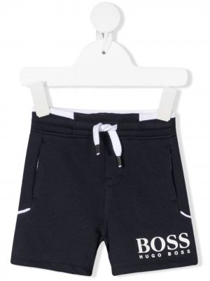 Спортивные шорты с логотипом BOSS Kidswear. Цвет: синий