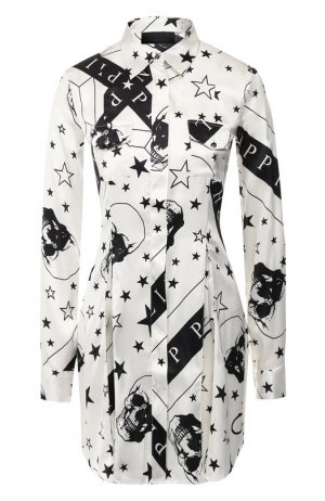 Шелковая блузка Philipp Plein. Цвет: черно-белый