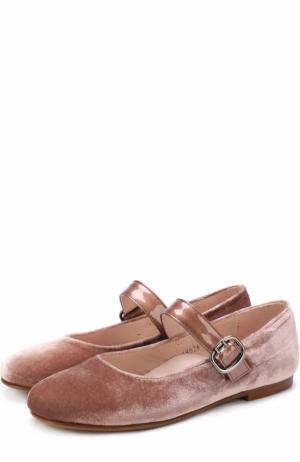 Текстильные туфли с лаковым ремешком Beberlis. Цвет: розовый