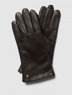 Кожаные перчатки с аппликацией этикетки, модель CLASSIC, темно-коричневый Roeckl
