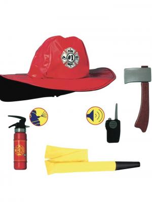 Костюм Игровой Пожарник с аксессуарами Шлем + 6 предметов Склад Уникальных Товаров. Цвет: красный