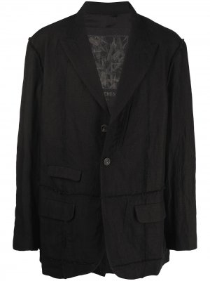 Однобортный пиджак с жатым эффектом Ziggy Chen. Цвет: черный